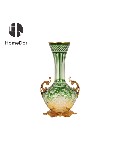 HomeDor Aurora Glass Green Etched Royal Set