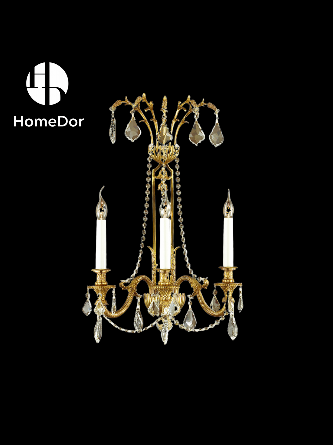 HomeDor × FH&Home | Vintage Crystal 3-Light Wall Sconce