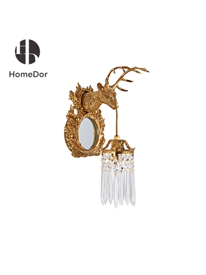 HomeDor × FH&Home | Luxury Deer Head Accent Mirror Wall Sconce