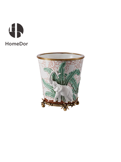 HomeDor × FH&Home | Nature-Inspired Elephant & Tropical Foliage Embossed Decor Set