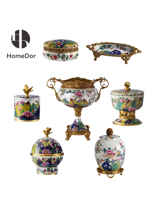 HomeDor × FH&Home | Luxe Classical Polychrome Bird-Blossom Decor Set-II