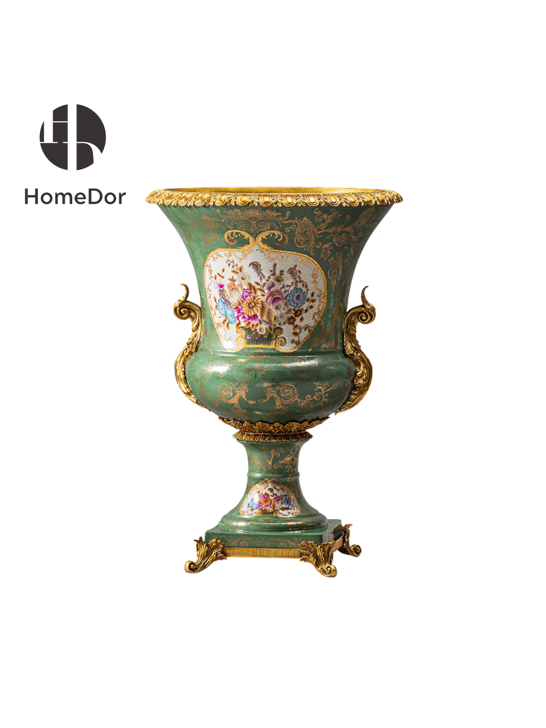 HomeDor × FH&Home | Romantic Oil-Painted Green Floral Urn Planter Set