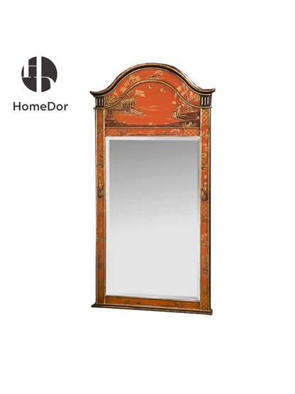 HomeDor × FH&Home | Chinoiserie Tangerine Scenic Motif Arched Wall Mirror