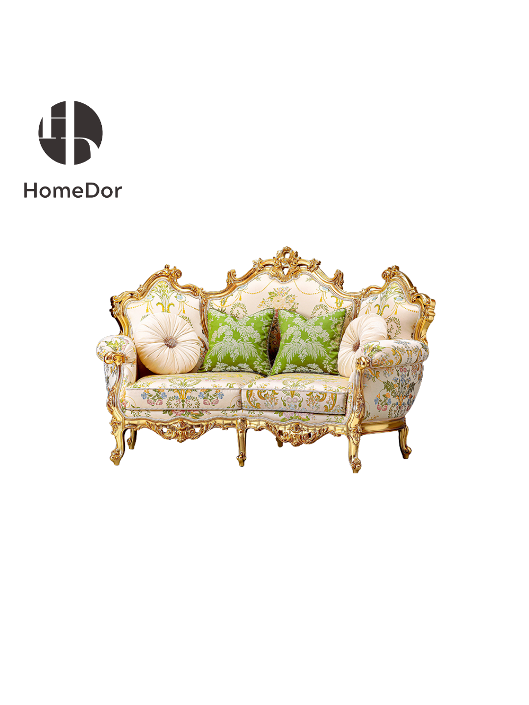 HomeDor × FH&Home | Romantic Rococo Soft Green Pastoral Floral Sofa Set