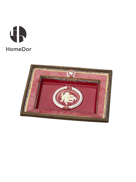 HomeDor Luxury Rococo Crimson Heraldic Decor Tray
