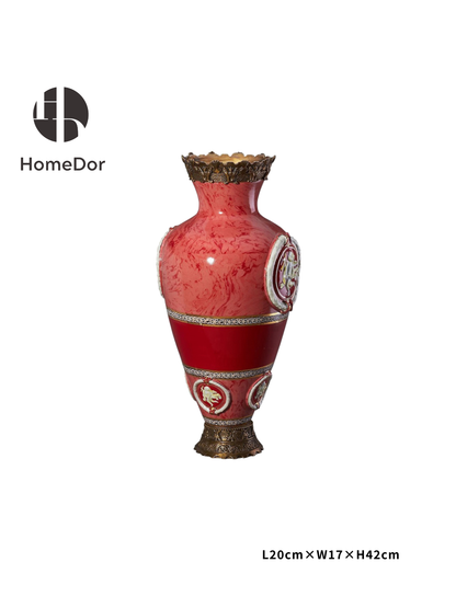 HomeDor Luxury Rococo Crimson Heraldic Decor Vases