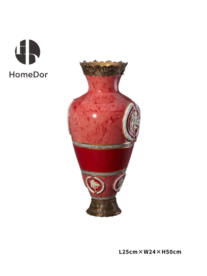 HomeDor Luxury Rococo Crimson Heraldic Decor Vases
