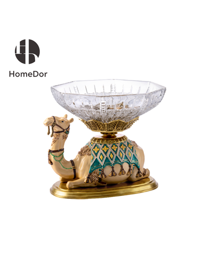 HomeDor Exquisite Camel Figurine Crystal Serving Bowl