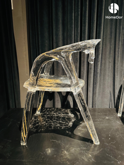 Modern Art Design Dripping Water Maple Leaves Glacier Crystal Chair by Gordon Gu