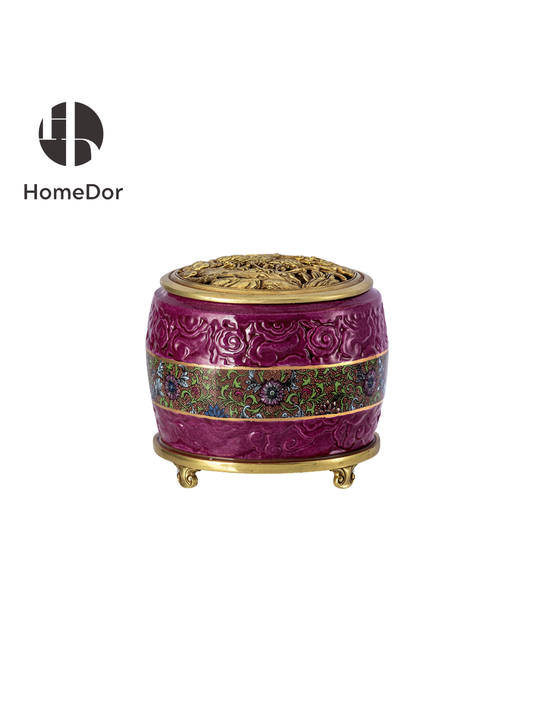 HomeDor Royal Purple Relief Carving Table Incense Holder