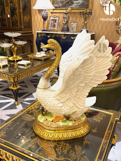 HomeDor Elegant Spread-Wing Swan Tabletop Sculpture