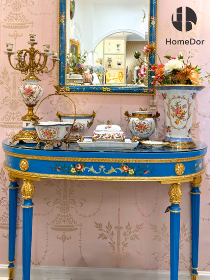 HomeDor Charming Fragrant Flower Pattern Gilded Decor Set