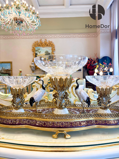 HomeDor × FH&amp;Home | Colección Praga: Exquisita bandeja de frutas de cristal con forma de grulla oriental 