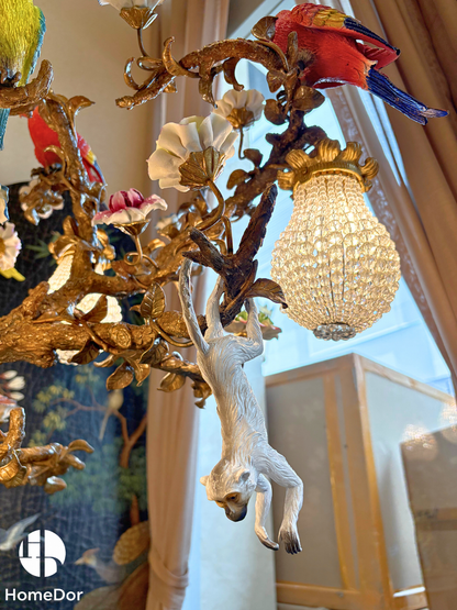 Lámpara de mesa de lujo HomeDor con pájaros y árboles florales