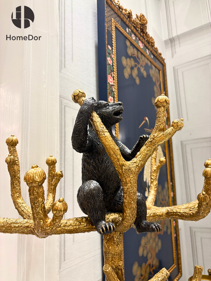 HomeDor Unique Tree Branch Style & Decorative Bear Coat Rack with Mirror