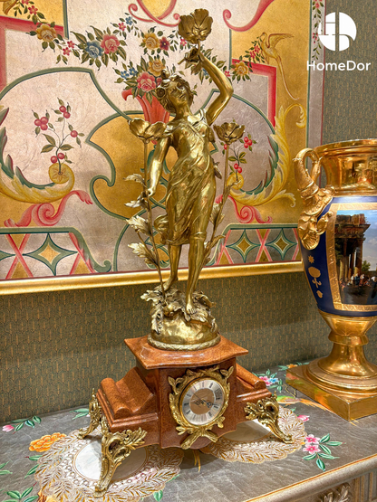 HomeDor Luxury Rococo-inspired Ornate Copper Goddess Clock