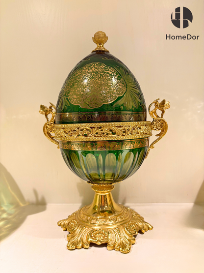 طقم زجاج أورورا الأخضر المحفور من هوم دور أورورا الملكي