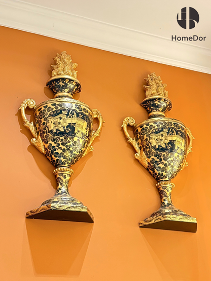 مجموعة ديكور حائط فاخرة بتصميم كلاسيكي من هوم دور، بنمط الكأس المزخرف. 