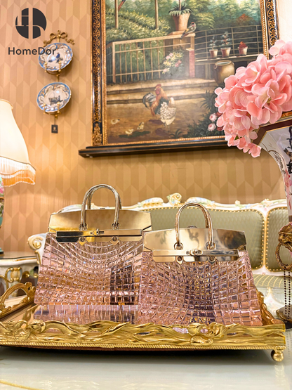 HomeDor Luxury Crystal Glass Handbag Table Lamp