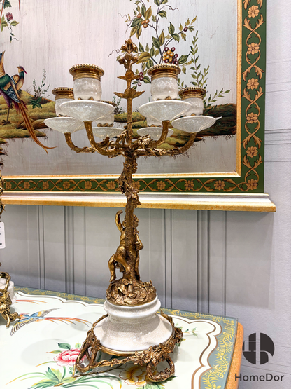 HomeDor Luxury Decorative Cherub 6-Arm White Candelabra Pair