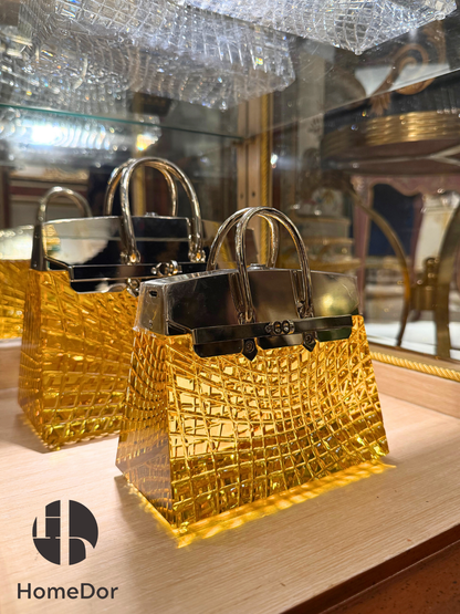 HomeDor Luxury Crystal Glass Handbag Table Lamp