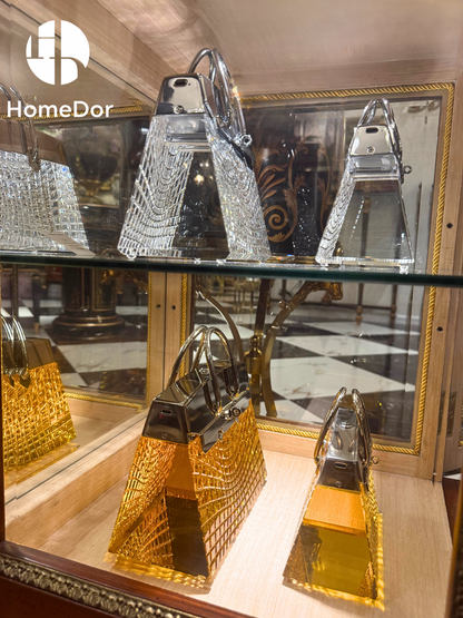 HomeDor Luxury Crystal Glass Handbag Table Lamp