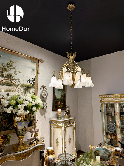 Lámpara de araña con flores de vidrio grabado artesanal HomeDor