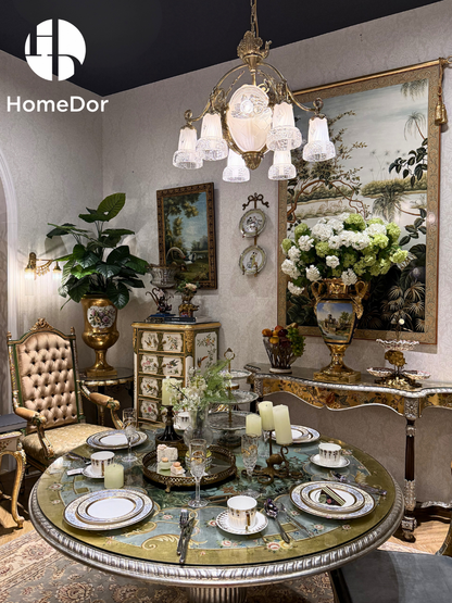 Lámpara de araña con flores de vidrio grabado artesanal HomeDor