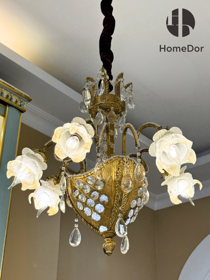 Lámpara de araña de cristal con diseño floral barroco HomeDor