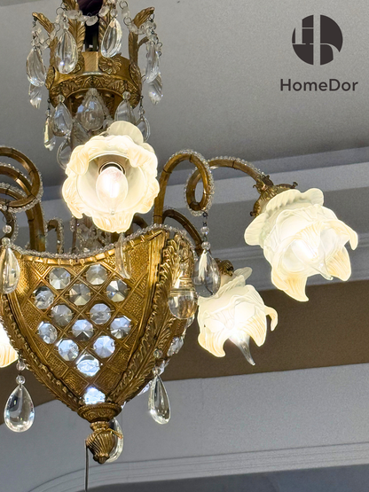 Lámpara de araña de cristal con diseño floral barroco HomeDor