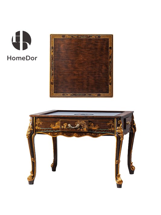 HomeDor Chinoiserie Obsidian Gilded Majong Game Room Set