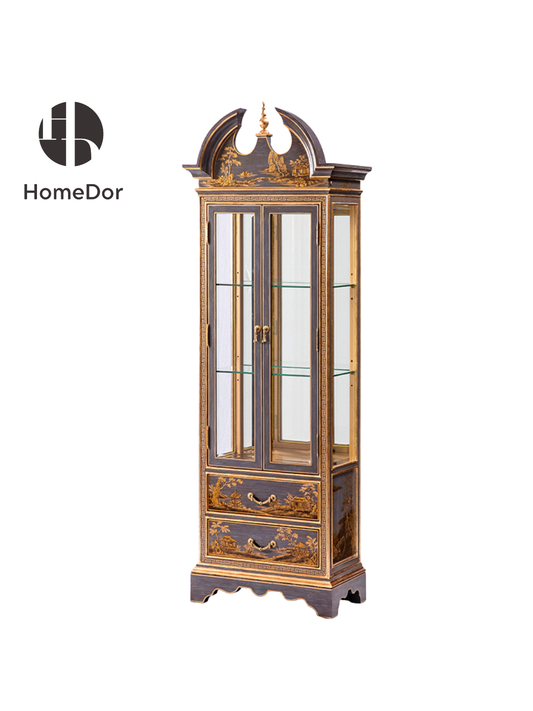 HomeDor Lavender & Gold Legacy Timeless Arched-Top Glass Display Cabinet