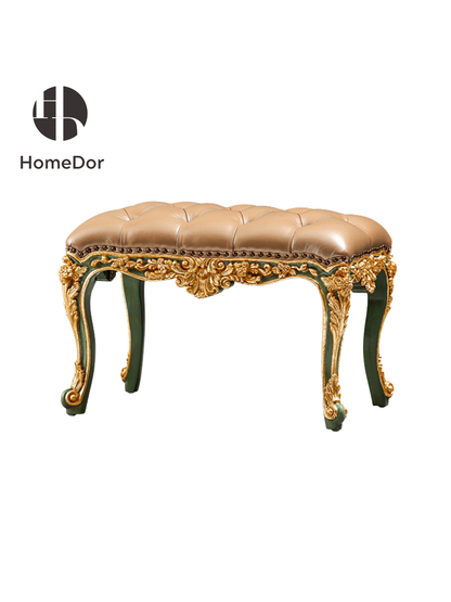 The Verdure Collection Louis XV Gilded Leather Vanity Stool