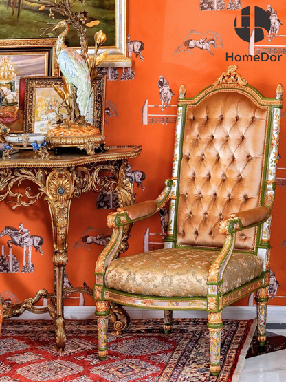 HomeDor Vintage Beige Rose Princess Lounge Chair