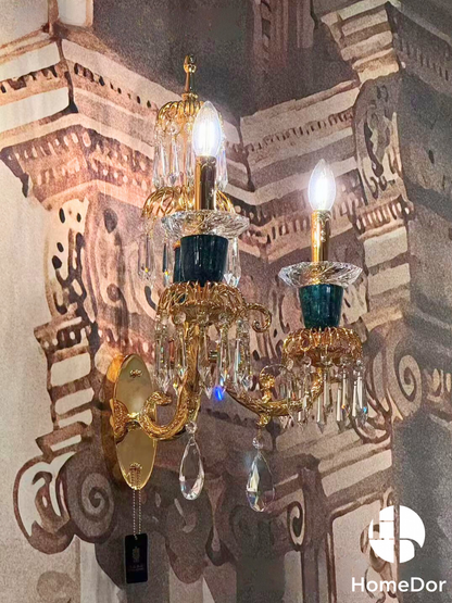 HomeDor Vintage French Regal Malachite Wall Sconce