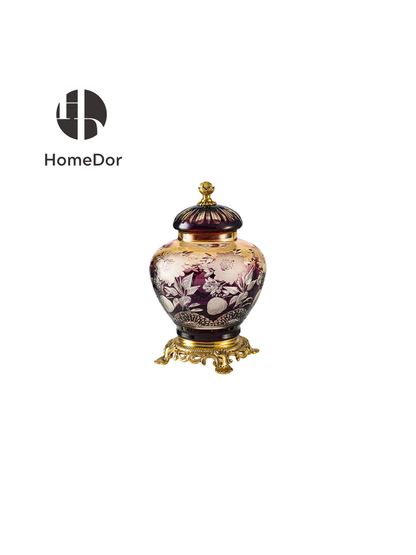 HomeDor Aurora Glass Amethyst Gradient Etched Floral Set