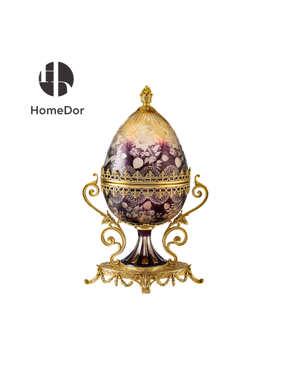 HomeDor Aurora Glass Amethyst Gradient Etched Floral Set