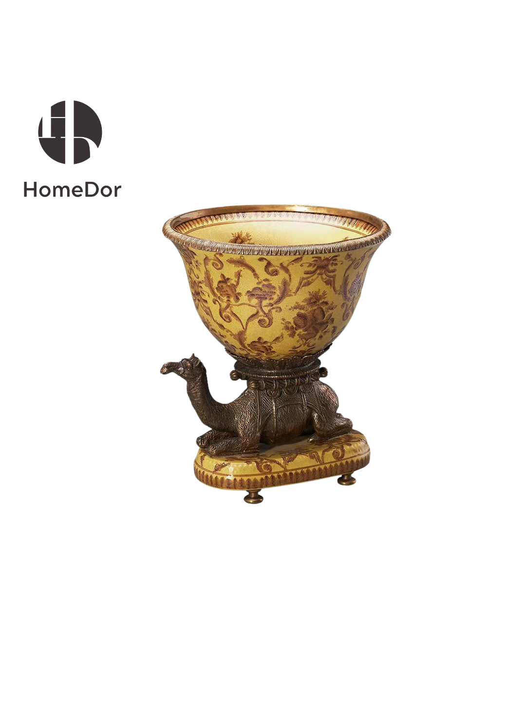 Decorative Camel-Stand Floral Motif Bowl for foyer decor
