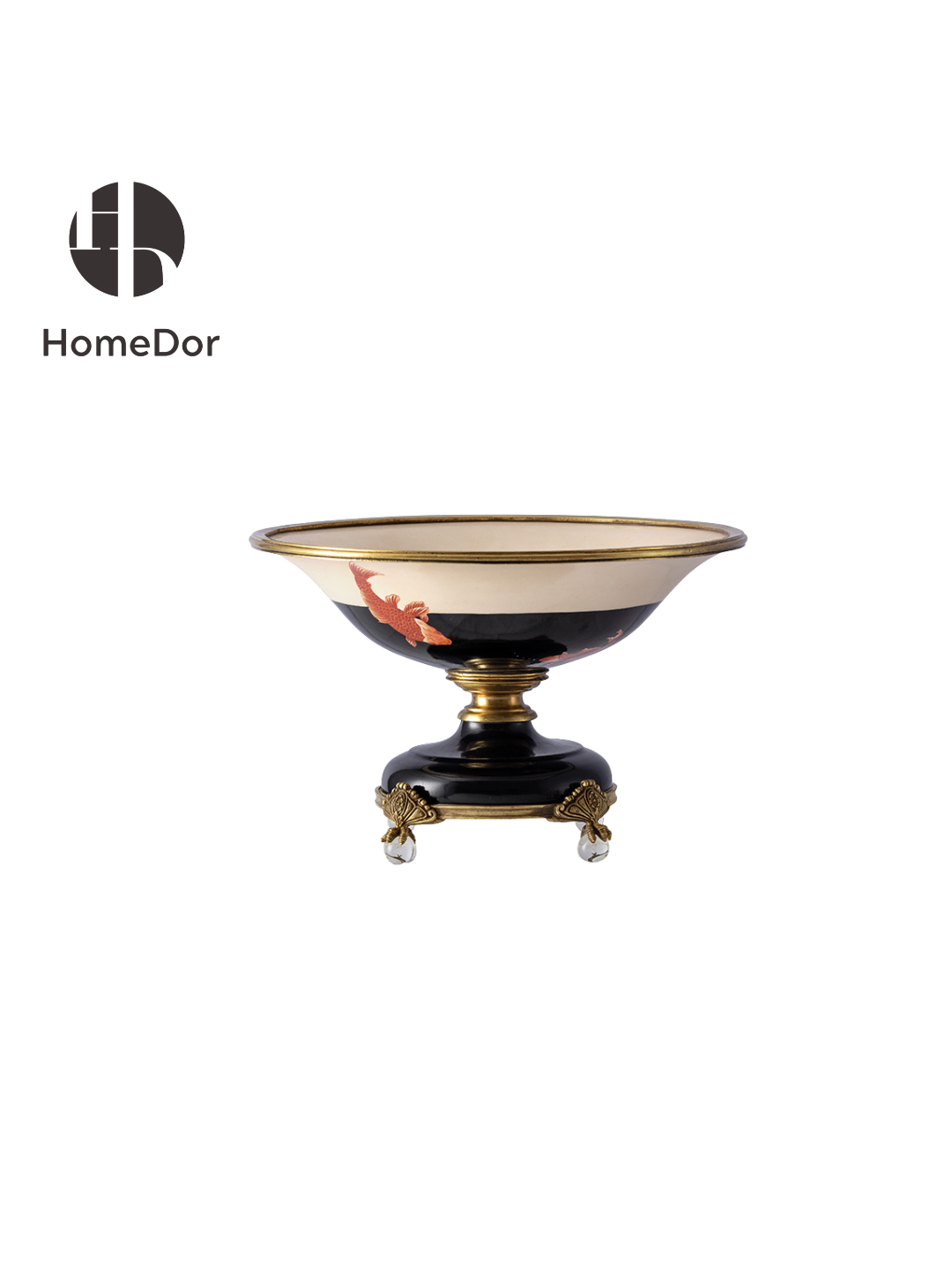 Koi Fish Decorative Fruit Bowl, classical table accent featuring premium materials and hand-carved details.