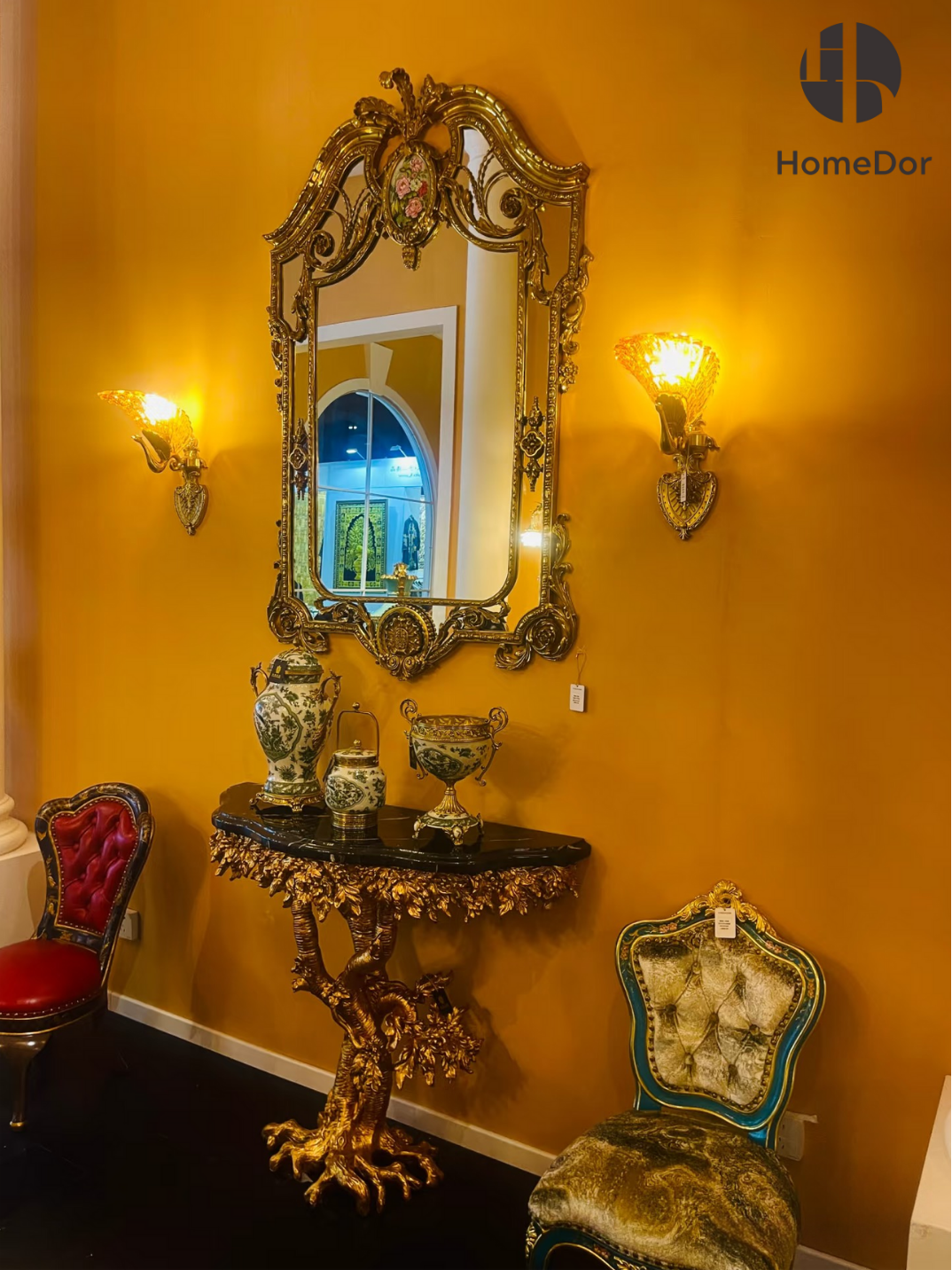 Luxury Baroque Dining Chair – Royal Blue & Gold Victorian Inspired