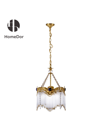 This elegant small crystal chandelier is perfect for retro-inspired dining room /
luxury bedroom / boutique lobby / 
high-end retail store / classic apartment entryway  