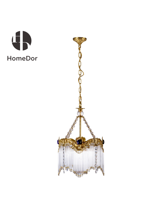 This elegant small crystal chandelier is perfect for retro-inspired dining room /
luxury bedroom / boutique lobby / 
high-end retail store / classic apartment entryway  