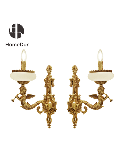 This wall sconce is available in multiple configurations, including single-arm and double-arm options, as well as a matching pair for symmetrical, opulent decor.