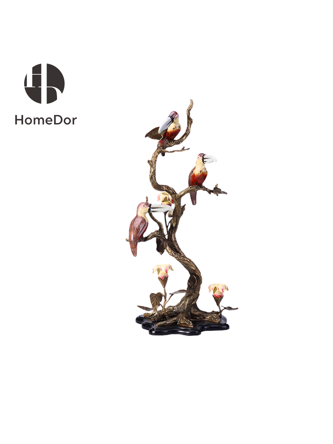 Luxury ceramics brass candle holder with classical nature-inspired design and ornate brass accents. 