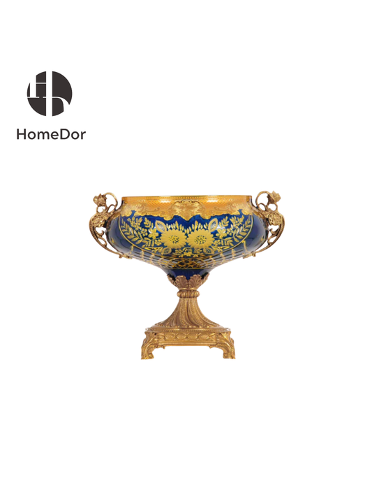 HomeDor Aurora Glass Royal Blue Etched Floral TazzasPalace style table decor, antique home accessories  