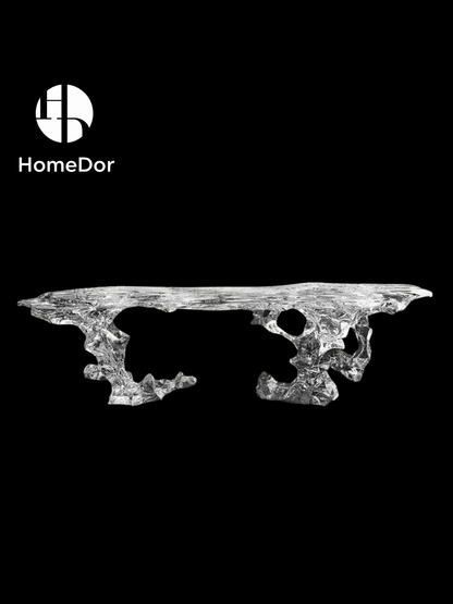 Luxury Ten Facets Elegance Artisan-Made Glacier Crystal Table by Gordon Gu