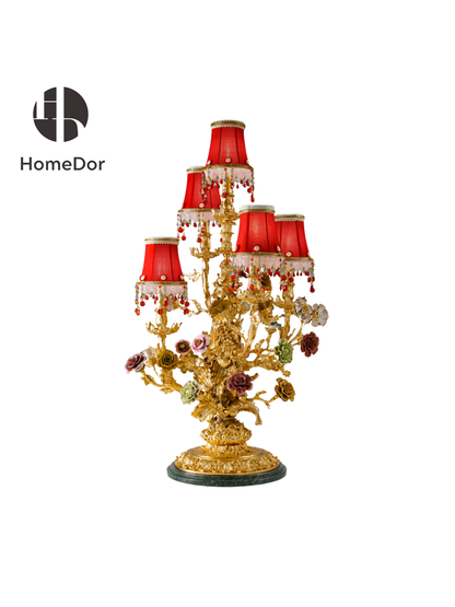 HomeDor × FH&Home | Statement Palace-Style Golden Tree Branch Red Table Lamp