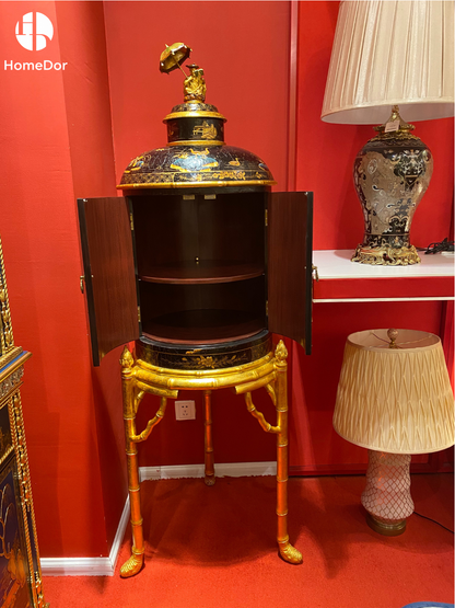HomeDor Chinoiserie Lacquered Side Cabinet
