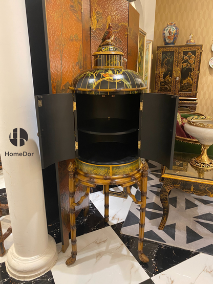 HomeDor Chinoiserie Lacquered Side Cabinet