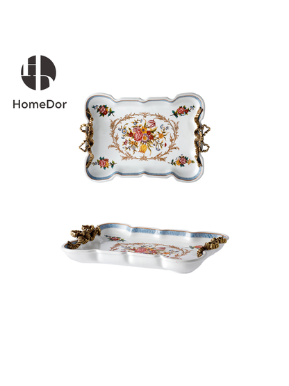 HomeDor Charming Fragrant Flower Pattern Gilded Decor Set